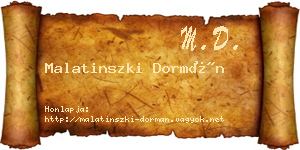 Malatinszki Dormán névjegykártya